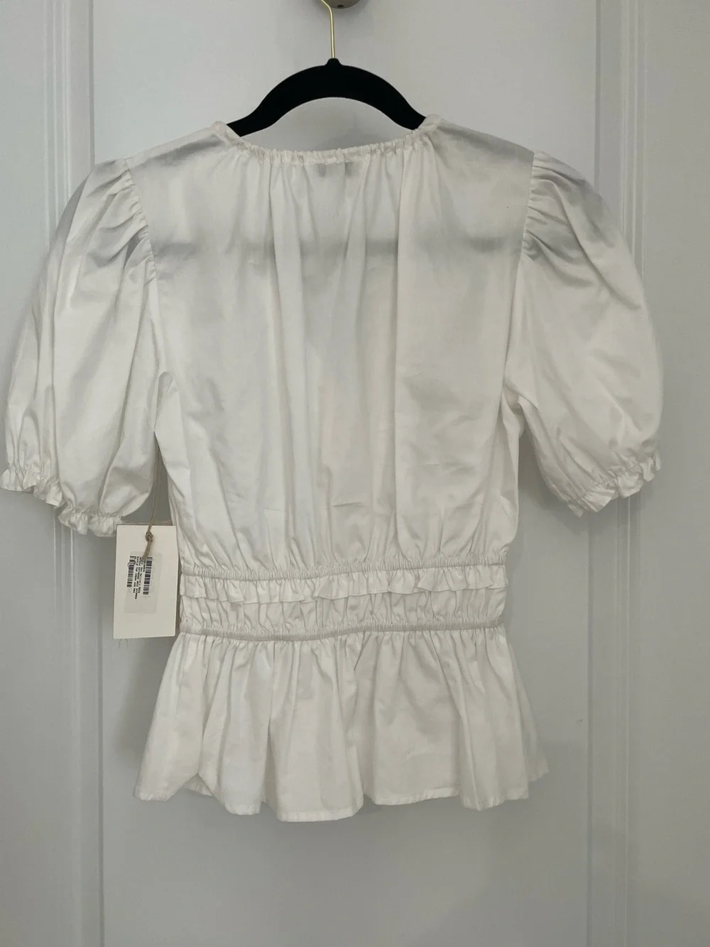 NEW Tuckernuck Moon River Tie Neck Gathered Puff Sleeve Blouse NWT